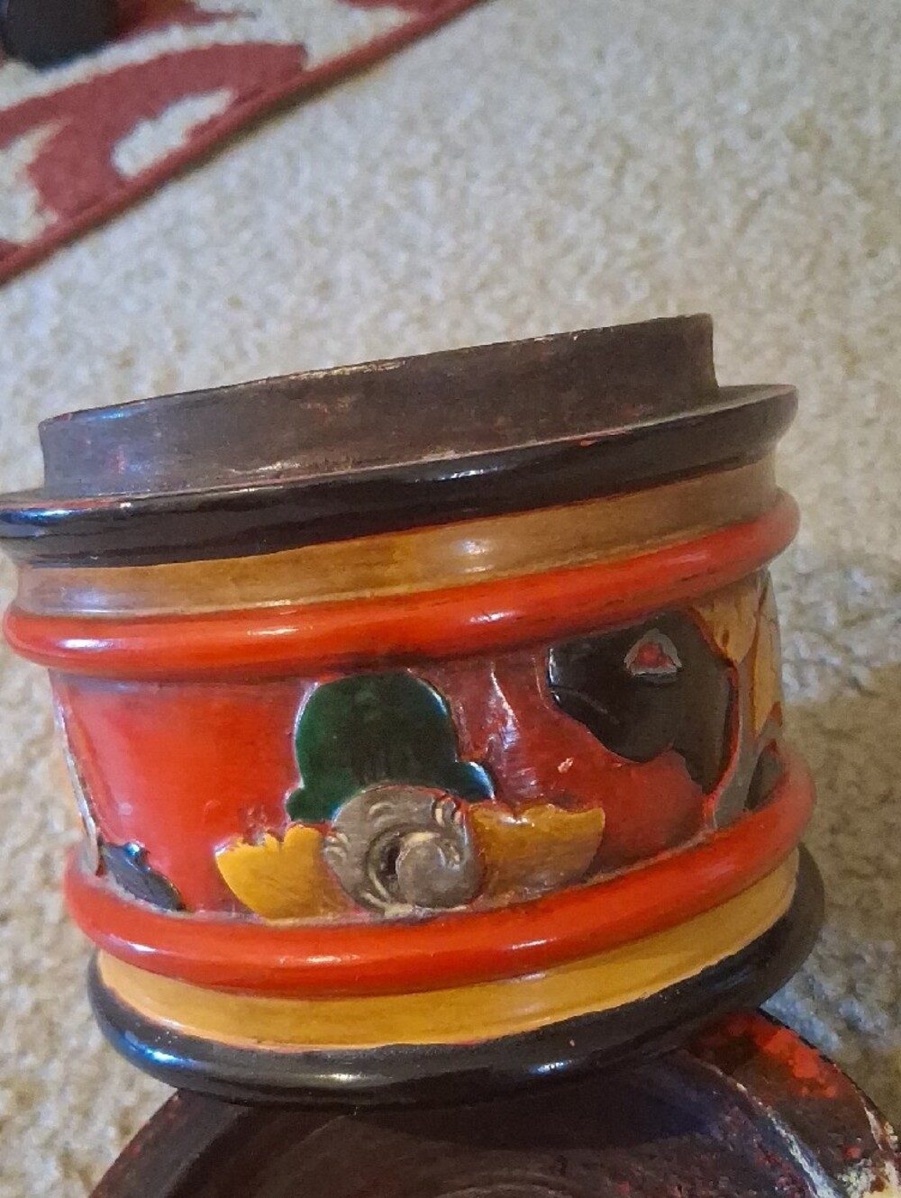 Hand-Painted Round Decorative Trinket Box - Vintage - Picture 7 of 8